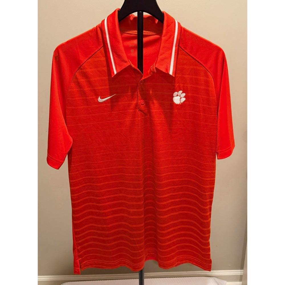 Nike Clemson Tigers Paw Logo Orange Collared Polo Shirt Mens Large BV6473-888